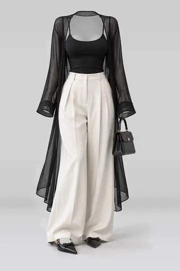 Black camisole + cardigan
