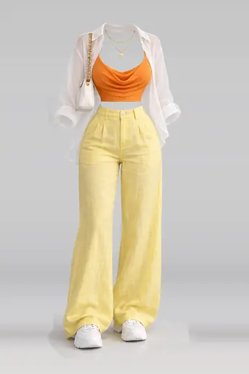 Orange yellow trousers + shirt