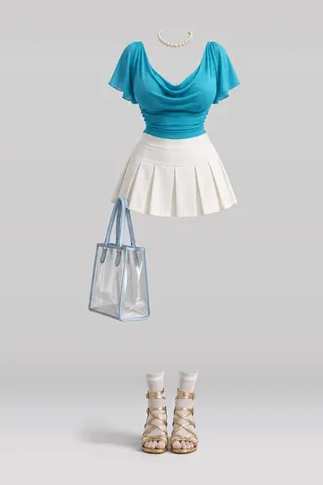 Cream white mini skirt + socks