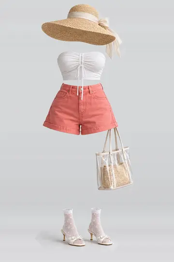 White denim shorts + socks