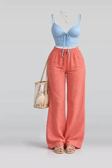 Blue ribbon camisole + trousers
