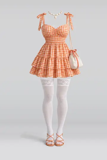 Orange dress + lace socks