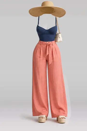 Navy trousers + sandals