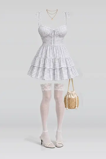 White dress + lace socks