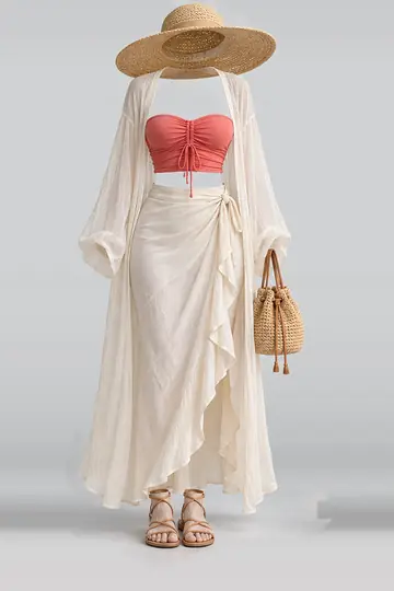 Cream skirt + cardigan