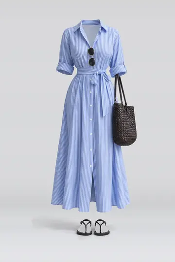 Blue shirt + dress