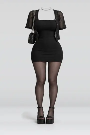 Black knit mini dress + cardigan