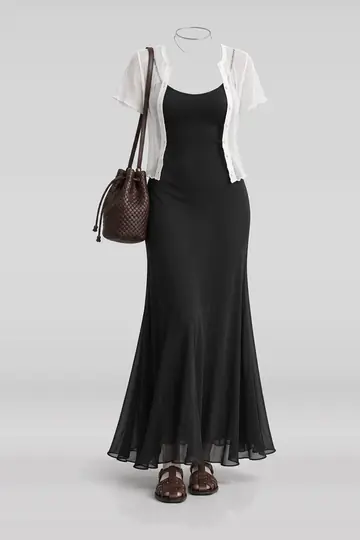 Black camisole + maxi dress