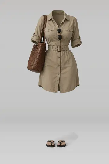 Khaki shirt + dress