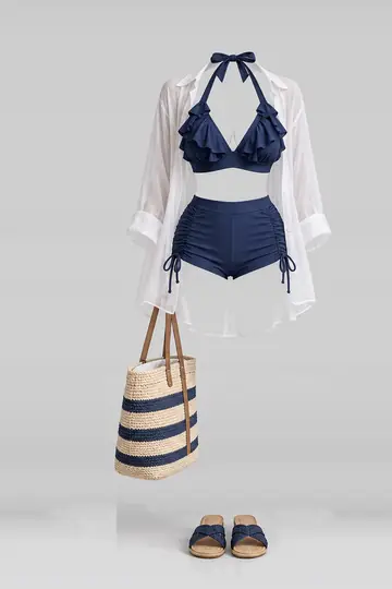 Navy frill shorts + shirt