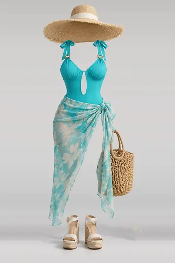 Swimsuit + ribbon skirt