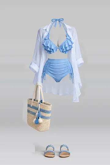 Blue frill shorts + shirt