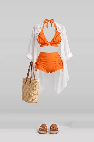 Orange frill shorts + shirt