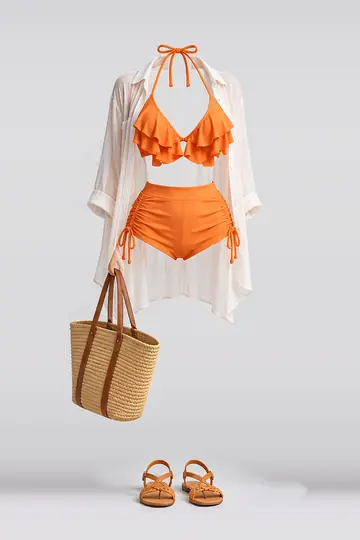 Orange frill shorts + shirt