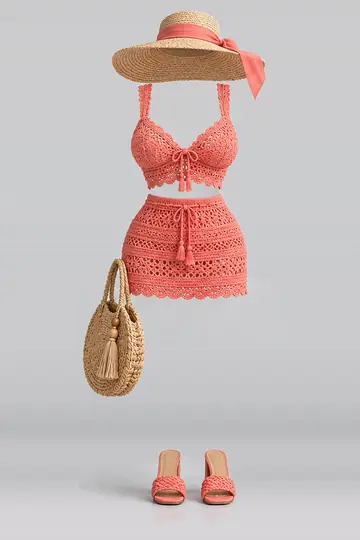 Knit mini skirt + hat