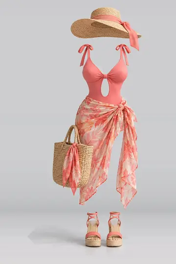 Swimsuit + ribbon skirt