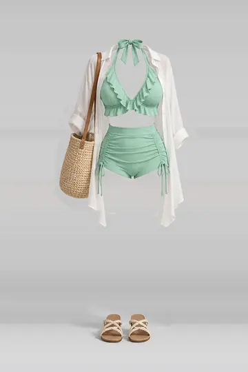 Mint frill shorts + shirt