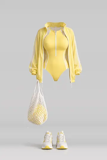 Yellow swimsuit + jacket