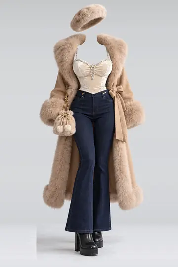 Ivory velvet camisole + navy trousers