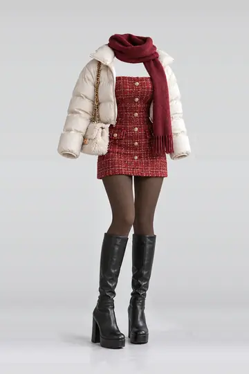 Red mini dress + jacket