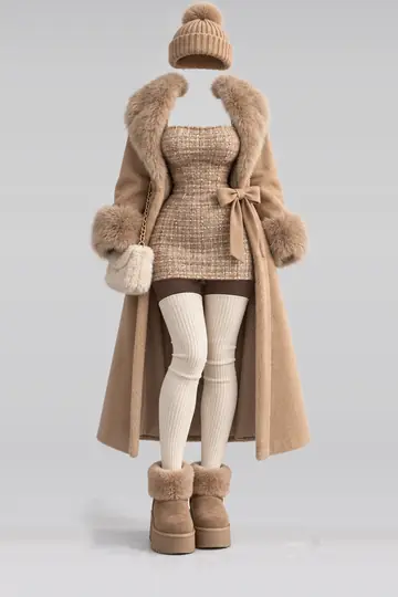 Mini dress + fur coat