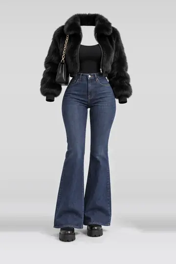 Black fur jeans + boots