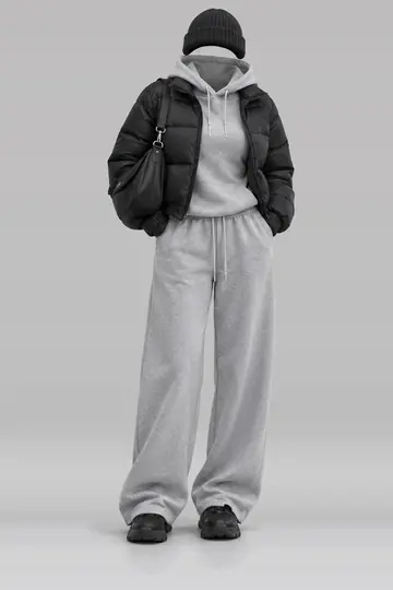 Black jacket + grey hoodie