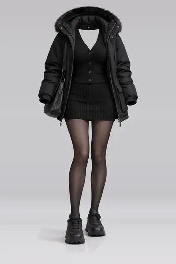 Black knit skirt + cardigan