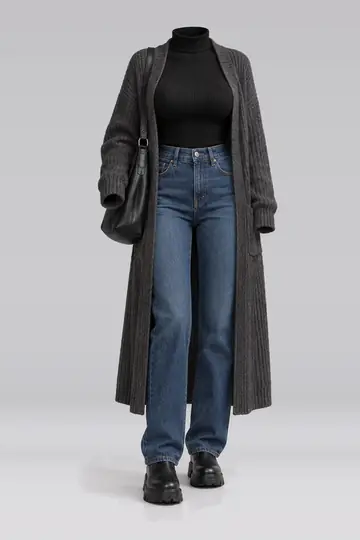 Cardigan + black turtleneck