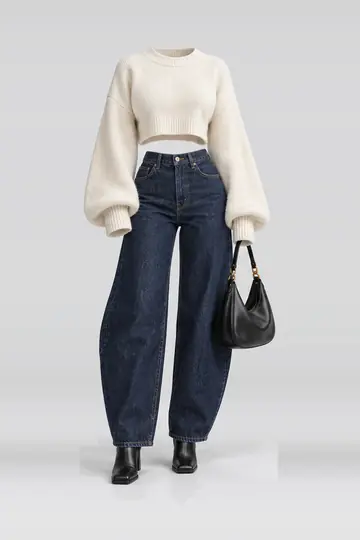Ivory sweater + jeans
