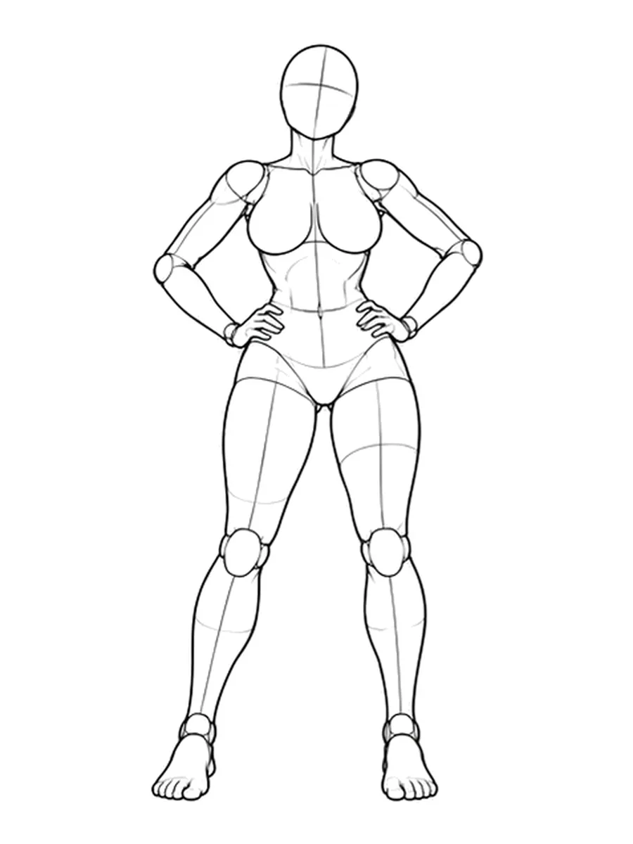 Standing, hands on hips