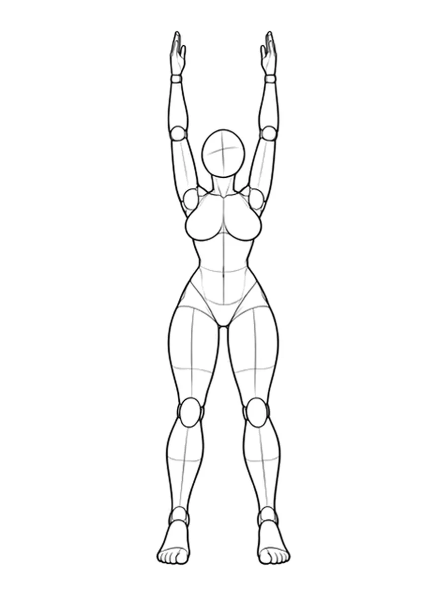 Standing, arms stretched overhead