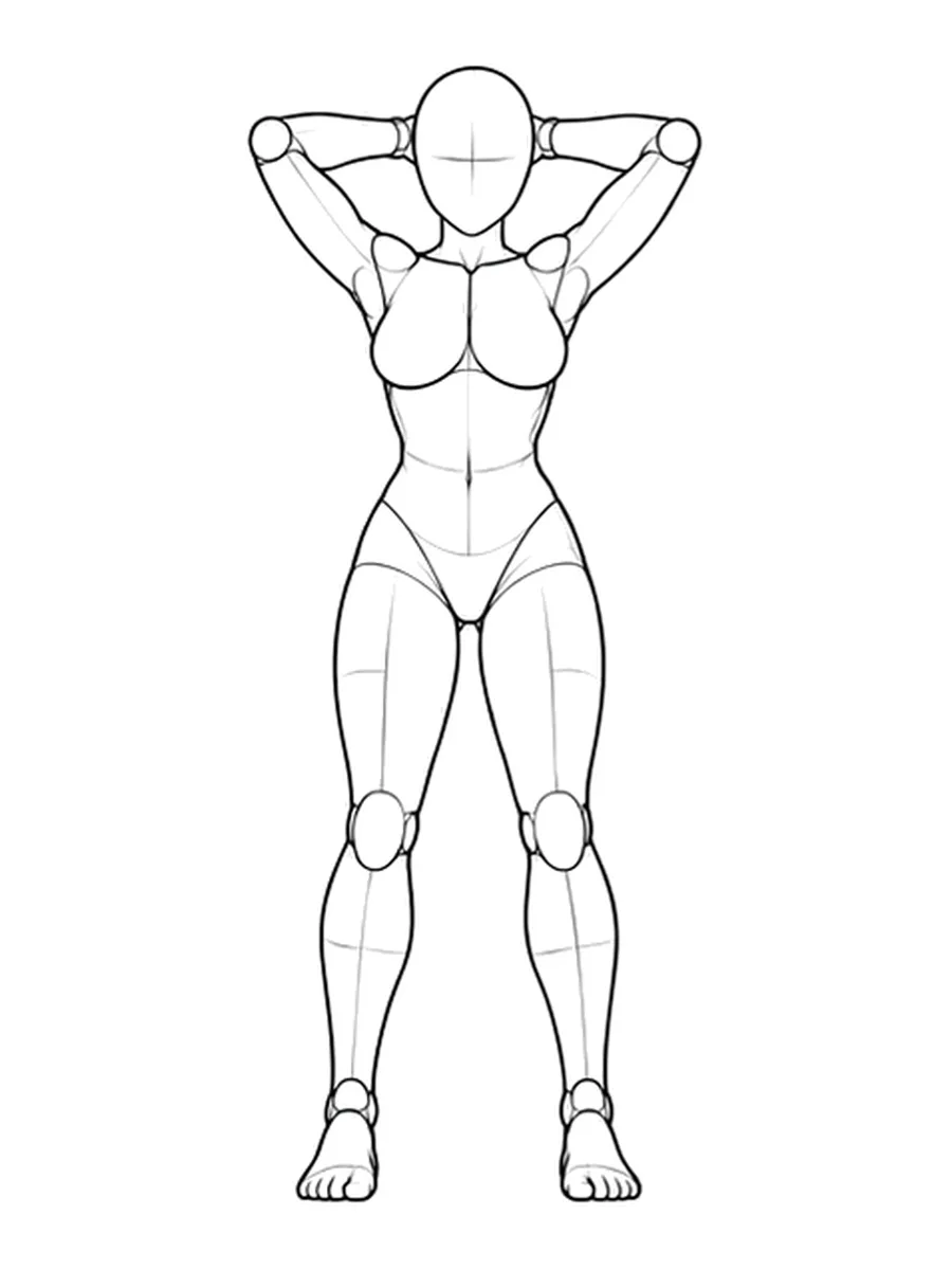 Standing, both hands on nape
