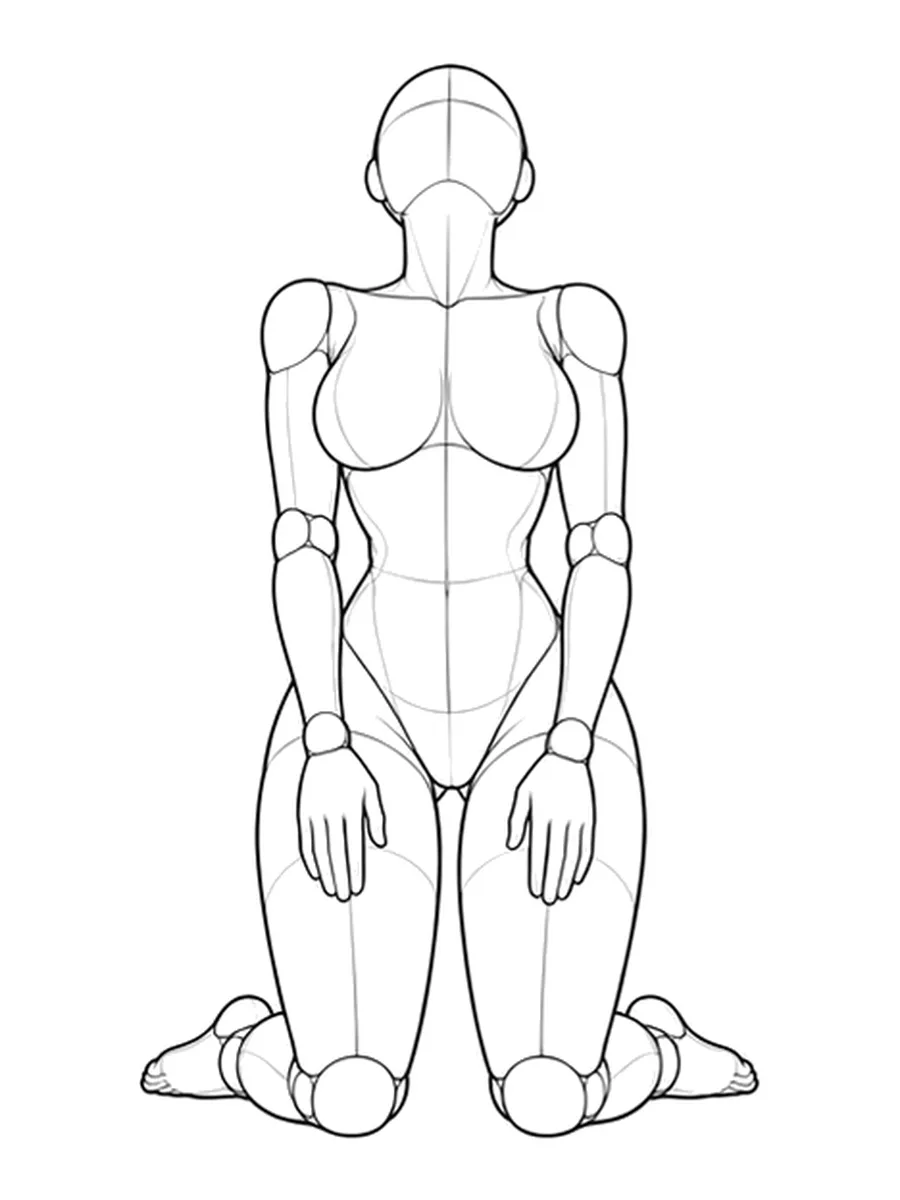Kneeling, upper body arched back