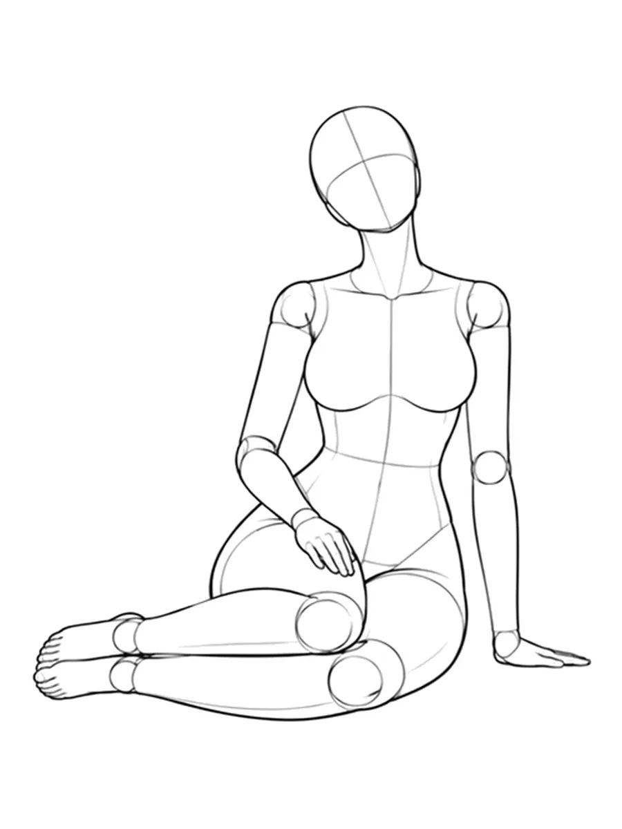 Side-sitting, legs swept to the right