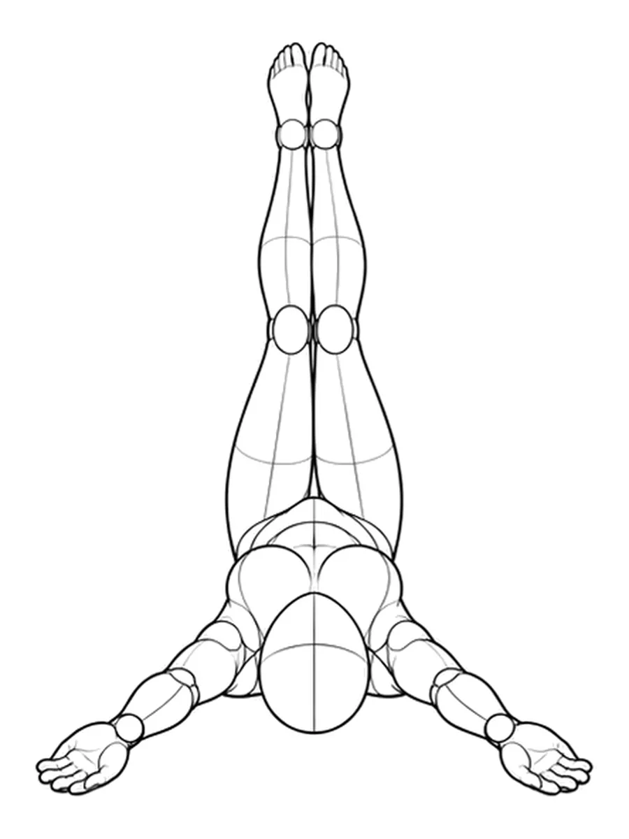 Lying on back, both legs straight up