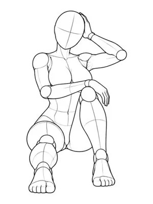 One knee up, hand in hair