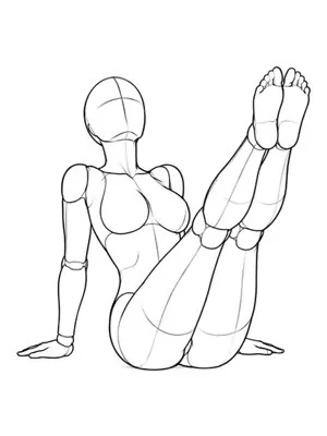 Leaning back with both legs lifted