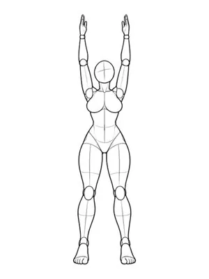 Standing, arms stretched overhead