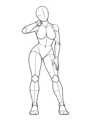 Standing, hands on neck and thigh