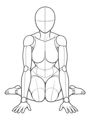 W-sitting, hands on floor in front