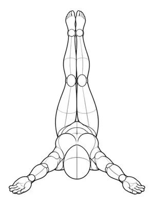 Lying on back, both legs straight up
