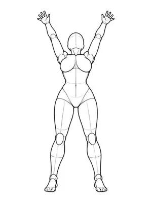 Arching back with both arms raised