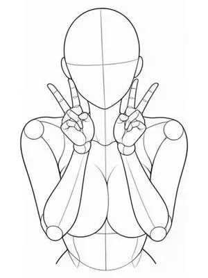 Double peace sign under the chin