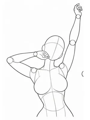 Yawning stretch, one hand at mouth